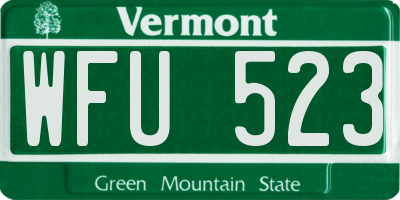 VT license plate WFU523