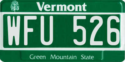 VT license plate WFU526