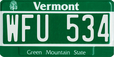 VT license plate WFU534