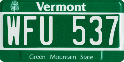 VT license plate WFU537