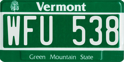 VT license plate WFU538