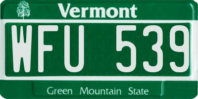 VT license plate WFU539