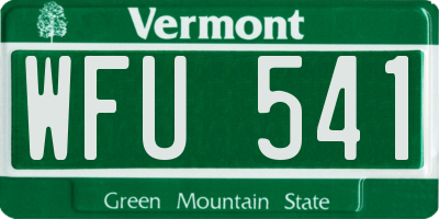 VT license plate WFU541