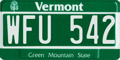 VT license plate WFU542