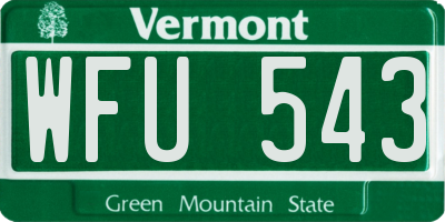 VT license plate WFU543