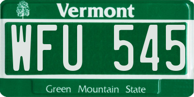 VT license plate WFU545