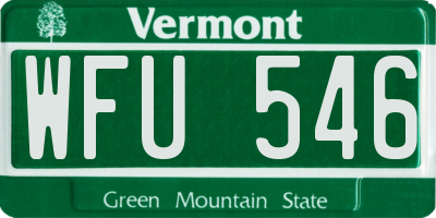 VT license plate WFU546