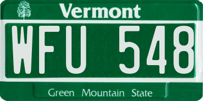 VT license plate WFU548