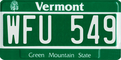 VT license plate WFU549