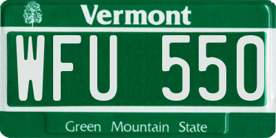 VT license plate WFU550