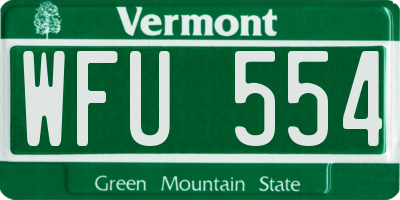 VT license plate WFU554
