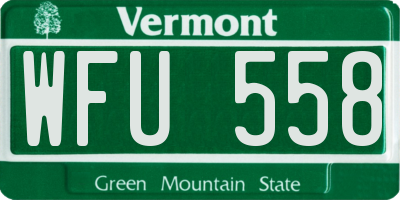 VT license plate WFU558