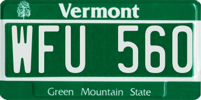 VT license plate WFU560