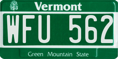 VT license plate WFU562