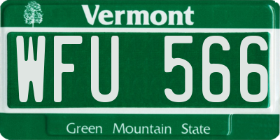 VT license plate WFU566