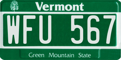 VT license plate WFU567