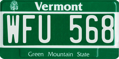 VT license plate WFU568