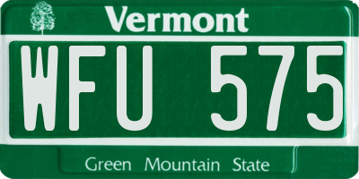 VT license plate WFU575