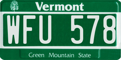 VT license plate WFU578