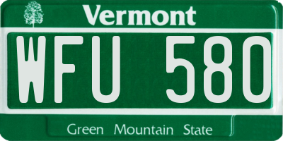 VT license plate WFU580