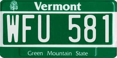 VT license plate WFU581