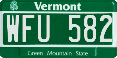 VT license plate WFU582