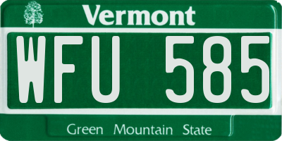 VT license plate WFU585