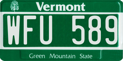 VT license plate WFU589