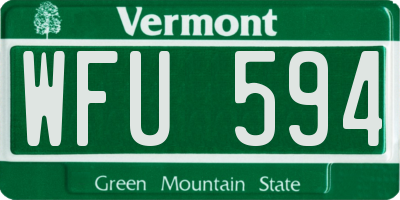 VT license plate WFU594