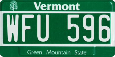VT license plate WFU596