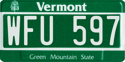 VT license plate WFU597