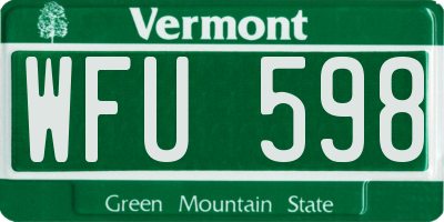VT license plate WFU598