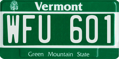 VT license plate WFU601