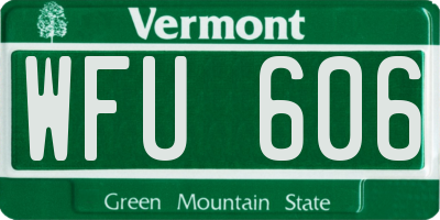 VT license plate WFU606