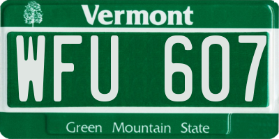 VT license plate WFU607