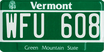 VT license plate WFU608