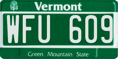 VT license plate WFU609
