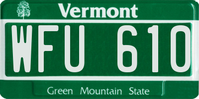 VT license plate WFU610