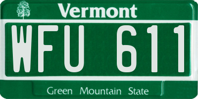 VT license plate WFU611