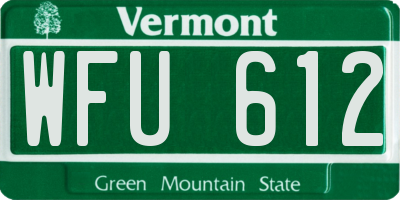 VT license plate WFU612