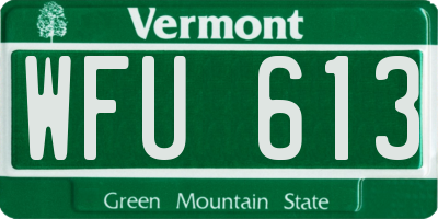 VT license plate WFU613