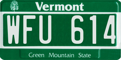 VT license plate WFU614