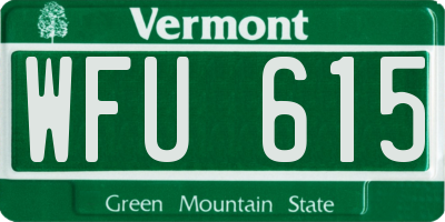 VT license plate WFU615
