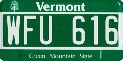 VT license plate WFU616