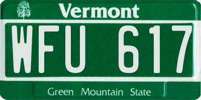 VT license plate WFU617
