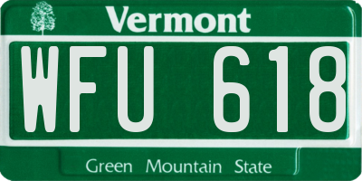 VT license plate WFU618