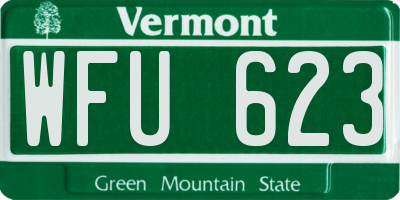 VT license plate WFU623