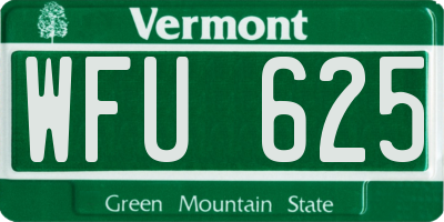 VT license plate WFU625