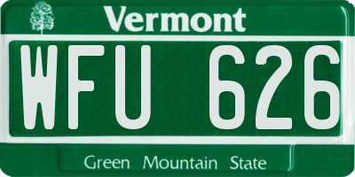 VT license plate WFU626