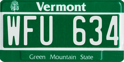 VT license plate WFU634